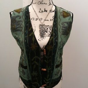 Vintage Heshy2 embroidered tapestry vest M